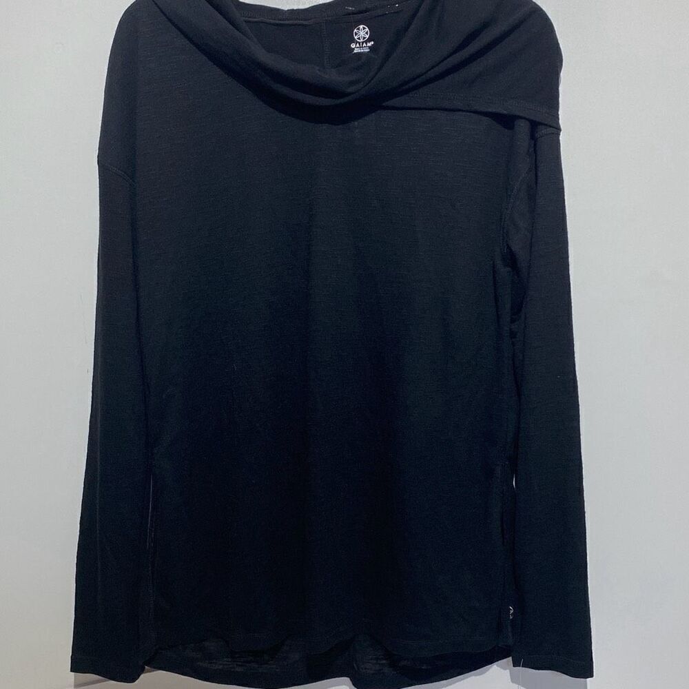Gaiam Women's Black‎ Pullover Cowl Neck Long Sleeve Hoodie Size Medium NWT